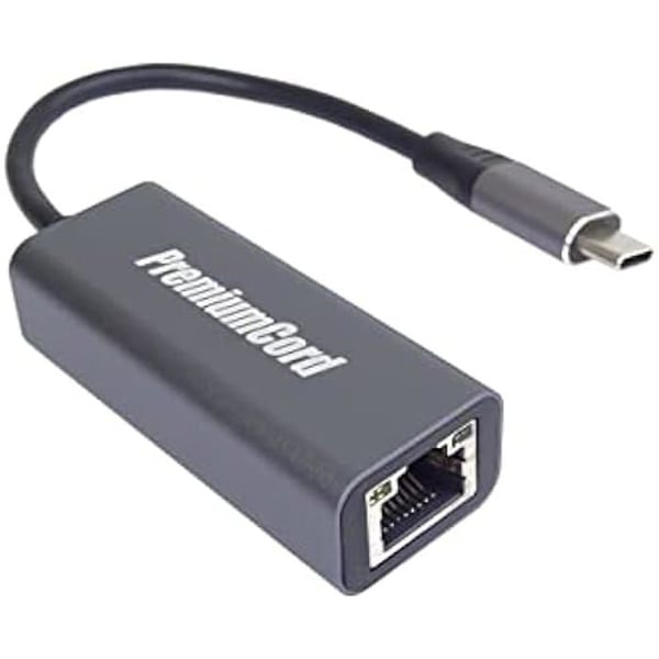 USB-C till RJ45-adapter - PremiumCord - Gigabit - 10/100/1000 Mbps - Kompatibel med Cat5/Cat6 - Metallkapsling