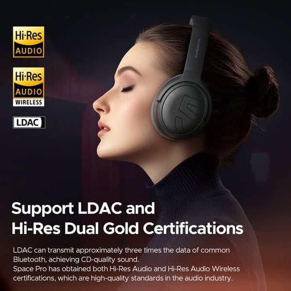 Bluetooth-hörlurar - SoundPEATS - Space Pro - 360-graders ljud - Brusreducering - Batteritid 151 timmar