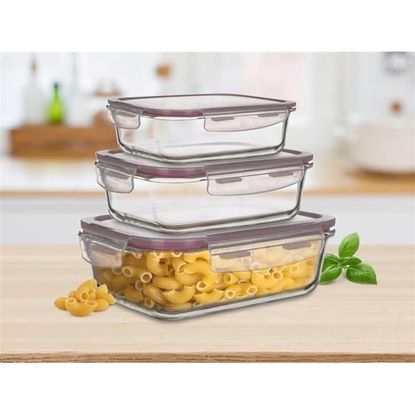 BANQUET LORA Glasburkar med lock 550 950 1450 ml bordeaux