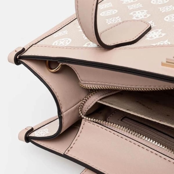 GUESS Axelväska gammal rosa beige för kvinnor - Silvana Tvåfacks Tote Sand Logo 291155