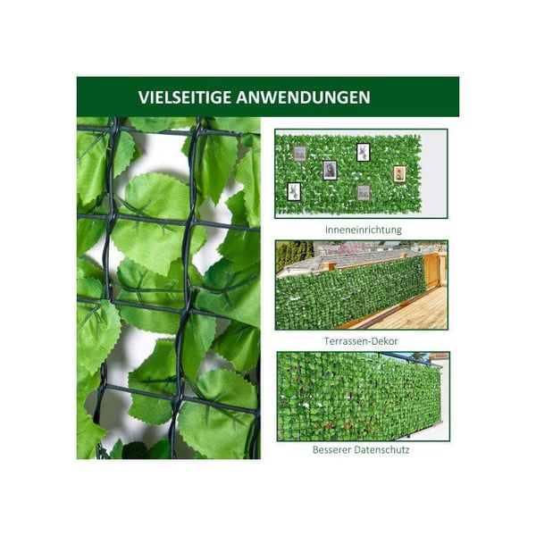 Tekokasvi - MUVOE - Näkösuoja-aita 300 x 150 cm - Vaaleanvihreä - Vaahteranlehtityyppinen lehvästö - PE ja kangas