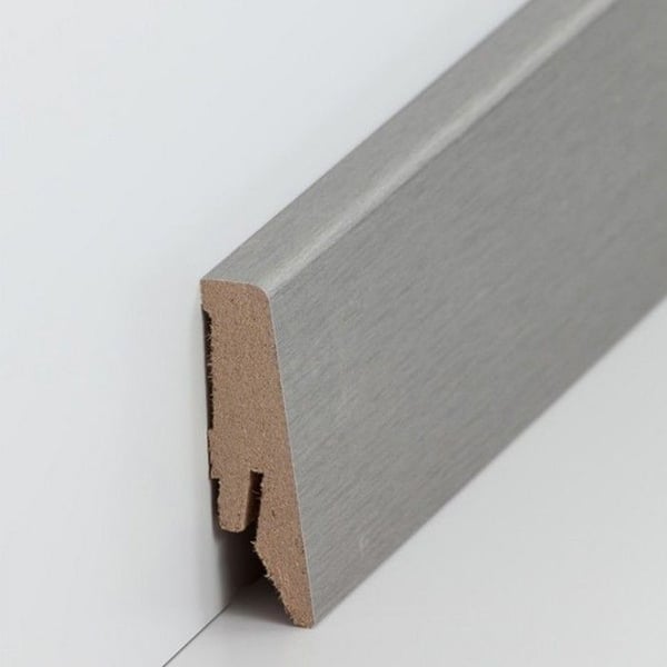 PROVISTON Sockel nr 238 MDF 18 x 58 x 2500 mm silver för att limma, klämma, skruva & spika Belagd MDF-kärna 25 meter | 10 stycken
