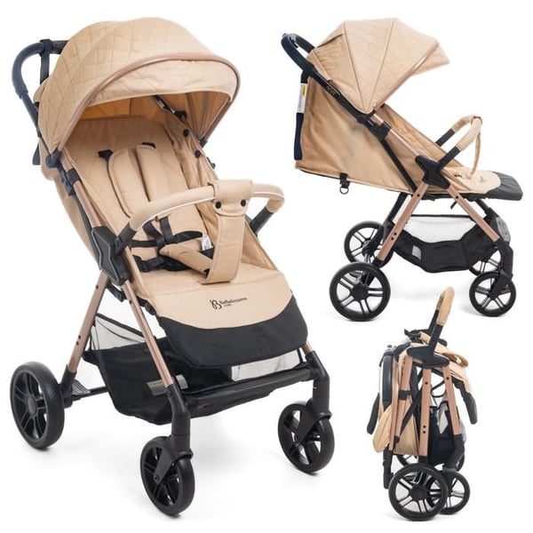 Bebelissimo - Ultraportabel Barngunga - Lätt - Fälls Ihop med En Hand - Valnöt - beige