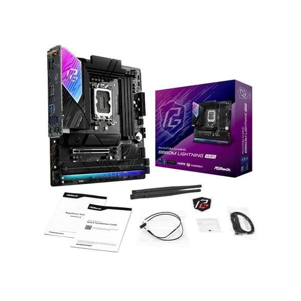 Moderkort - ASRock - Phantom Gaming B860M Lightning WiFi - Micro ATX - Intel LGA 1851 - 64 GB RAM