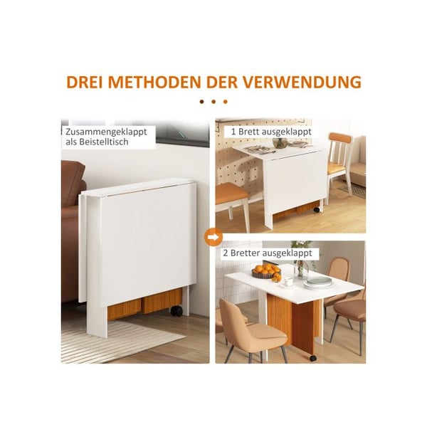 Spisebord - MUVOE - Mobil - Hvid - Foldbar - Hjul
