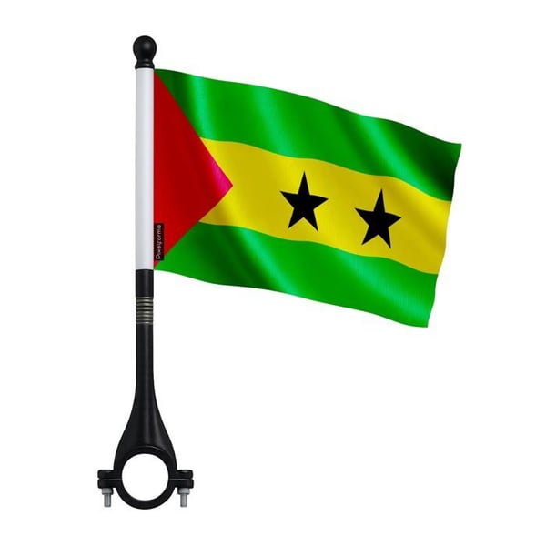 Sao Tomé och Príncipe Cykel Flagga i Polyester – 14 x 21 cm – Cykelflagga – 10 stycken
