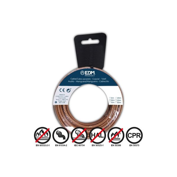 Elastisk elektrisk kabel 1,5mm Brun Halogenfri 20m