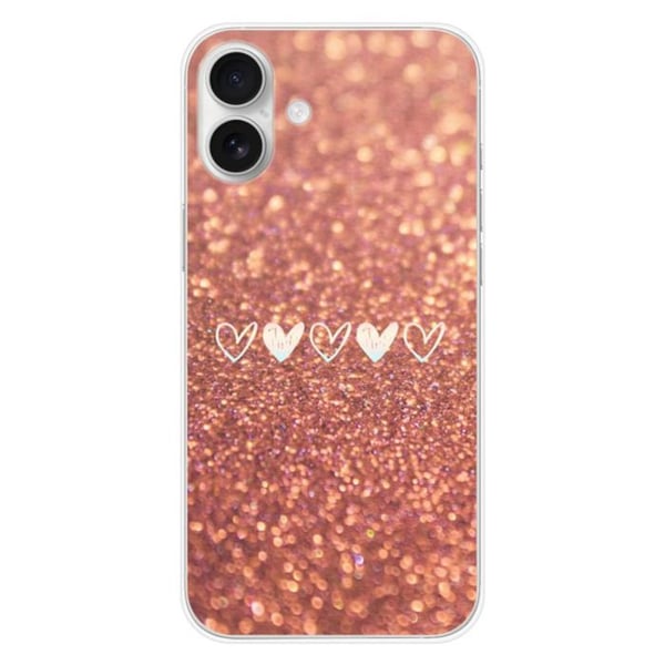 Tryckt silikonfodral som är kompatibelt med Apple iPhone 16 Plus Glitter hjärta