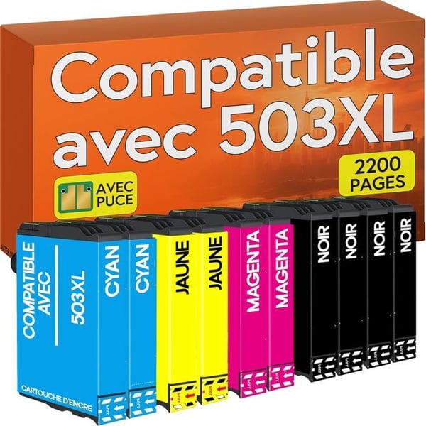 Kompatibla bläckpatroner för Epson 503Xl 503 Xl för Xp-5200, Xp-5205, Wf-2960, Wf-2965 (Multipack 503 med 10)