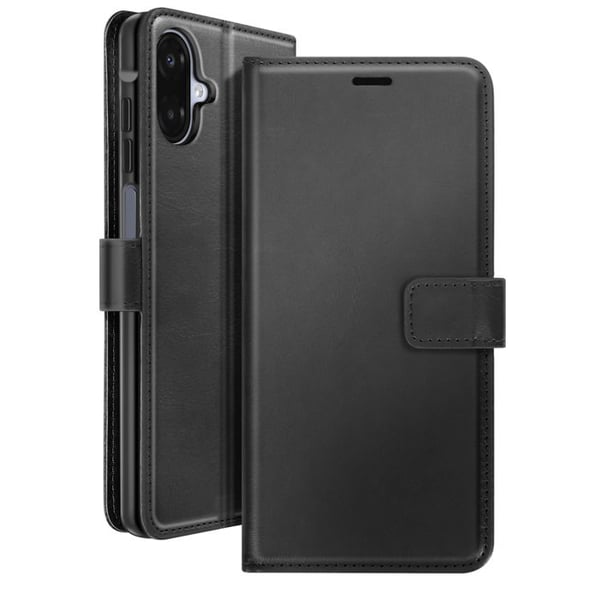 Plånboksfodral - MAYAXESS - Samsung Galaxy A07 - Svart - Läder - Avtagbar handrem