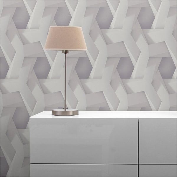 Tapet 3D Effek Leonardo M1-No.3558 Grå Vit 3D Geometrisk Tapet
