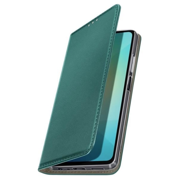 Etui - Samsung - Galaxy A06 - Mörkgrön - Veganskt läder - Magnetisk stängning - Videostöd