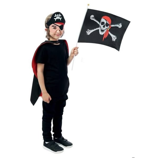 Kostym - LITEN CLOWN - Piratset Barn - Vändbar Kappa - Mask - Flerfärgad