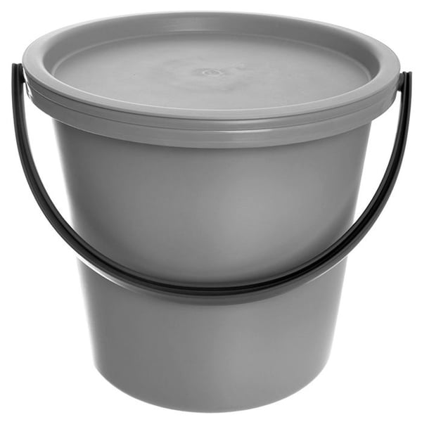 Set med hink och balja - ORION - 13L/5L - Grå - Hållbar plast - Anpassningsbart lock - 30,5x28,5 cm - 30,5x10 cm