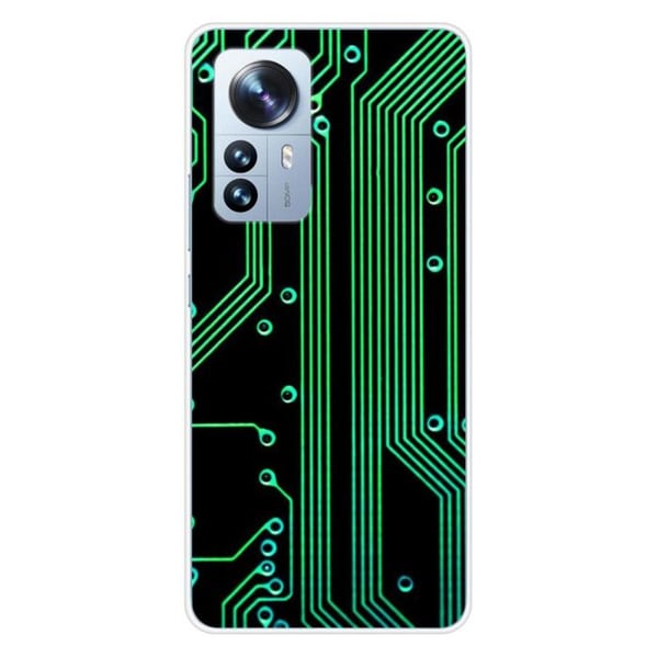 Silikonskal - Kompatibel med Xiaomi Mi 12 Pro - design med textur och geek-kretsar