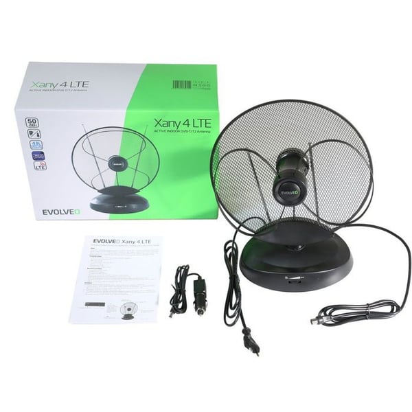 EVOLVEO Xany 4, 230/12V, aktiv DVB-T2 atmosfæreantenne, LTE-filter, 4G, 5G