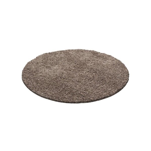 Mjuk och fluffig shaggy matta 30 mm för vardagsrum och sovrum (Dimension: 120 cm rund - Färg: Mocca)