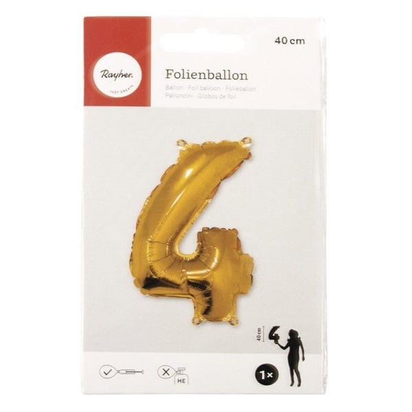 Ballong Siffra 4, 40cm, 1st, guld