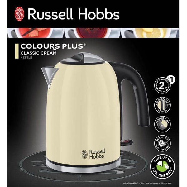 Vattenkokare - RUSSELL HOBBS - Colours Plus - 2400 W - 1,7 L - 360° bas - Gräddfärg