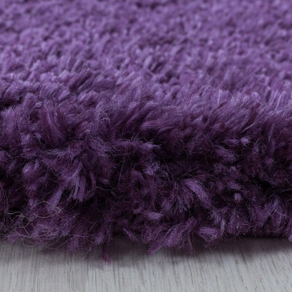 Salongsmatta - Höghög - FLUFFY 3500 - Lila - 200 cm Rund - 100 % Polyester