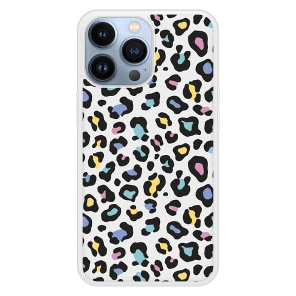 Förstärkt silikonfodral med tryck kompatibelt med Apple iPhone 13 Pro färgglad leopard