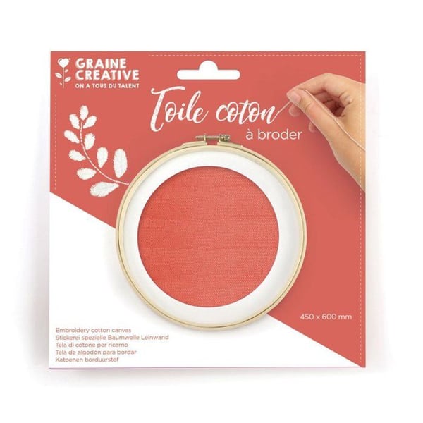 Graine Créative - Ideal bomullstyg för broderi Ljus röd 45 x 60 cm