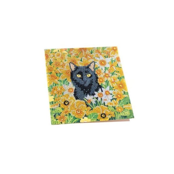 CRYSTAL ART Kit kort broderi med diamant 18x18cm Katt i ängen
