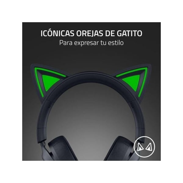 Razer Kraken Kitty V3 X Gaming Headset med kabel, katteører, kardioidmikrofon, 40 mm, sort
