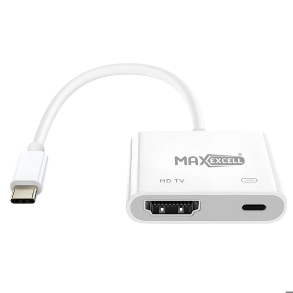 HDMI till USB-C videoadapter - MAX EXCELL - Ultra-HD 4K - Snabbladdning 100W - Vit