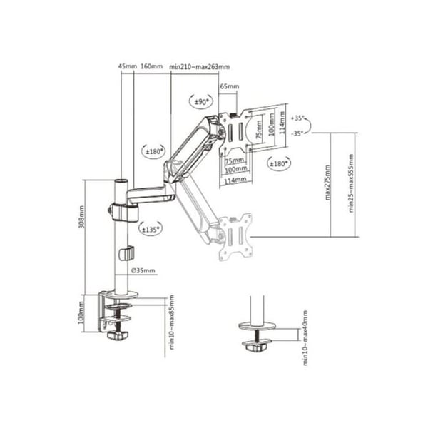 Justerbar Desktop Monitor Mount Arm - GEMBIRD - 17"-32" - Sort - Justerbar