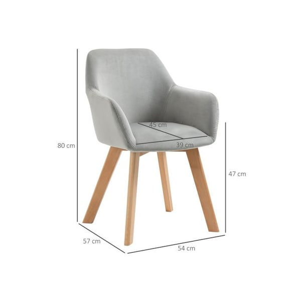 Spisestol - MUVOE - Sæt med 2 stole - Armlæn - Ergonomisk ryg - Grå