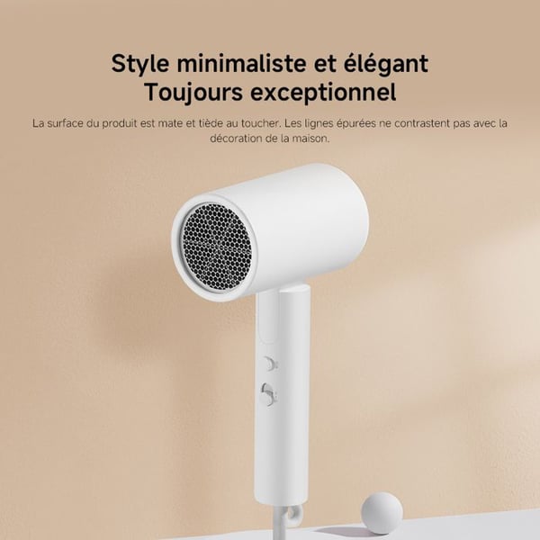 XIAOMI Hårfön H101 Vit - Hårfön - Kompakt och hopfällbar - 2 Temperaturer/2 Hastigheter - Luftflöde på 15 m/s - 1600 W