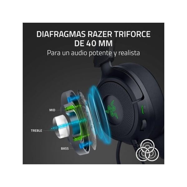 Razer Kraken Kitty V3 X Gaming Headset med kabel, katteører, kardioidmikrofon, 40 mm, sort