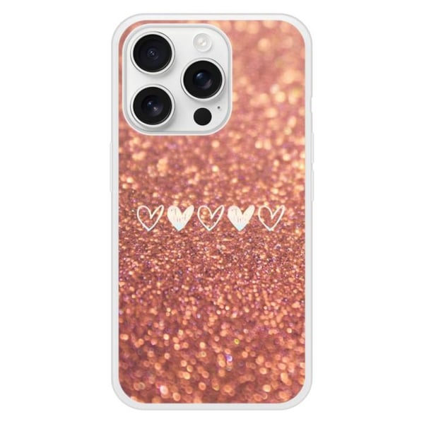 Coque i silikon med förstärkt tryck, kompatibel med Apple iPhone 16 Pro, glittrande hjärta