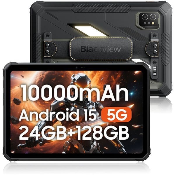 Blackview Active 7 Tablet 4G AI, 11" FHD+ IPS 24 Go + 128 Go/SD 2 To, Android 15, 10000 mAh, 20MP + 16MP, Dual SIM, NFC - Svart