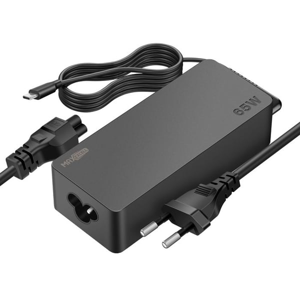 USB-C-laddare 65W - MAX EXCELL - MaxExcell - Inbyggd Kabel - Snabbladdning - Svart