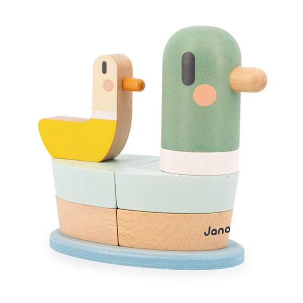 Sweet Cocoon Stackable Duck - 7 FSC trästaplingsdelar - tidigt lärande spel - utveckling av finmotorik - från 12 månader