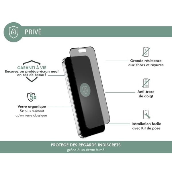 Forceglass Smartphone Skärmskydd Konfidentiellt härdat glas iPhone 15 Pro