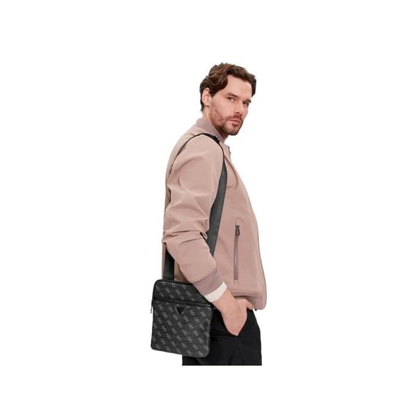 GUESS Mörkgrå Svart Crossbody-axelväska för män - Vezzola Smart Crossbody Flat Bag Mörksvart 201682