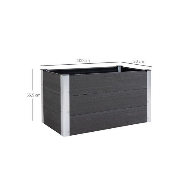 Plantekasse - MUVOE - Hævdet i WPC og aluminium - Grå - 100x50x50cm - Vejrbestandig