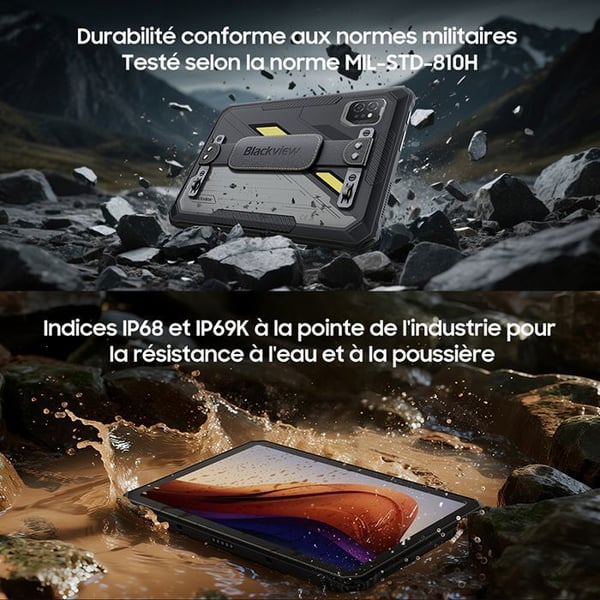 Blackview Active 7 Tablet 4G AI, 11" FHD+ IPS 24 Go + 128 Go/SD 2 To, Android 15, 10000 mAh, 20MP + 16MP, Dual SIM, NFC - Svart