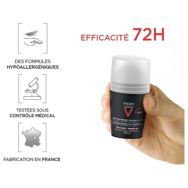 Deodorant - Vichy - Man - Antiperspirant 72h - Roll-On - Pack med 2 x 50ml