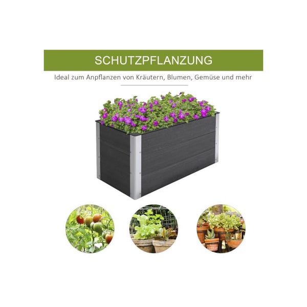 Plantekasse - MUVOE - Hævdet i WPC og aluminium - Grå - 100x50x50cm - Vejrbestandig