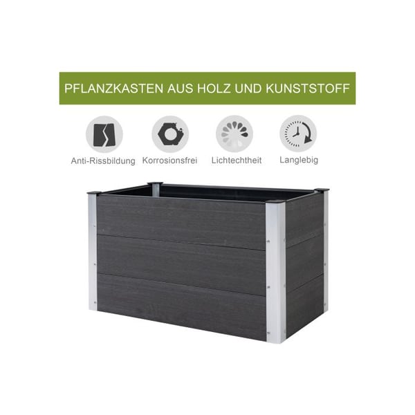 Plantekasse - MUVOE - Hævdet i WPC og aluminium - Grå - 100x50x50cm - Vejrbestandig