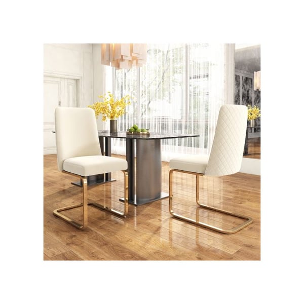 Soffor i sammet för matplats, set om 2, med gyllene metalben, beige
