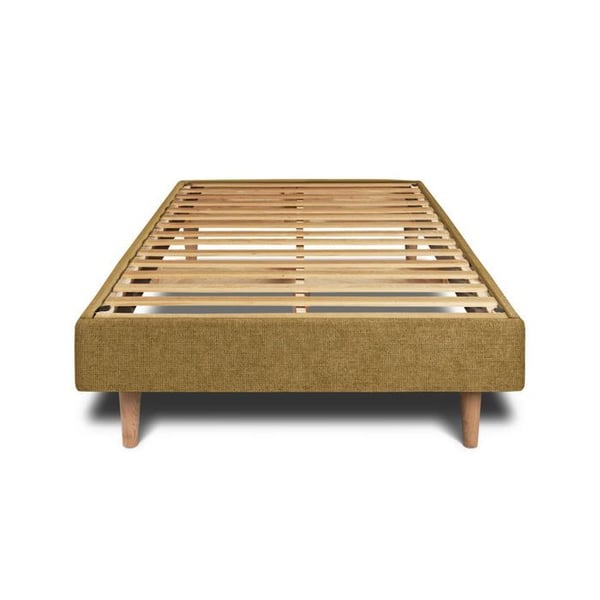 Sommier Kit Tyg Gul 90x190 H29cm Sommeil de plomb - Sommier i massivt trä med Konformade träben 15 cm