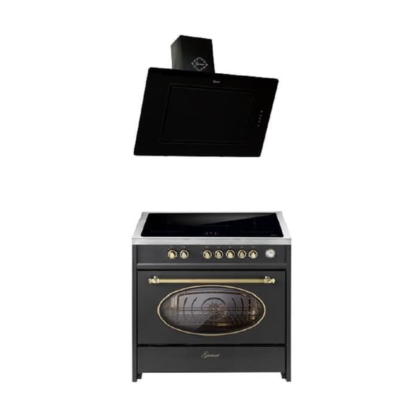 Induktionsspis - GURARI - E 913 RU BL - 5 Flex-zoner - XXL-ugn 121 L - Färg Vit/Svart