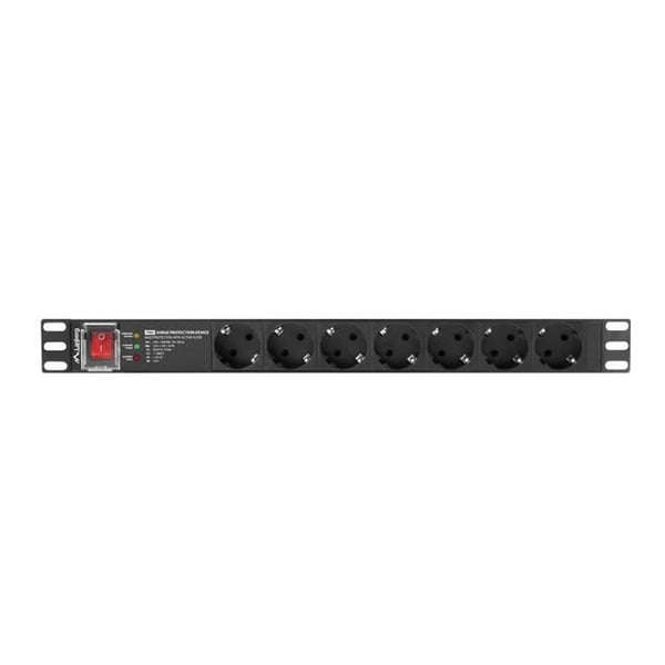 Lanberg PDU-PRO-07F-0200-BK Strömfördelningsenhet 6 utgång(er) - Omkopplingsbar - 1U - Enfas