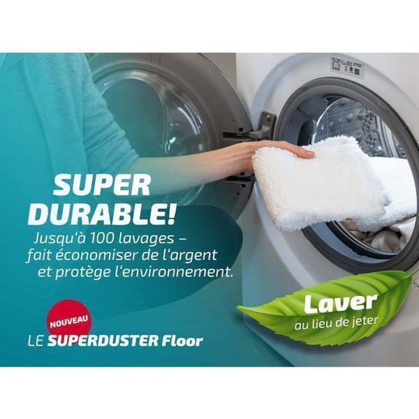 Leifheit SUPERDUSTER Golv 55517, platt mopp 42cm, golvtvätt med fodral idealisk för torrstädning
