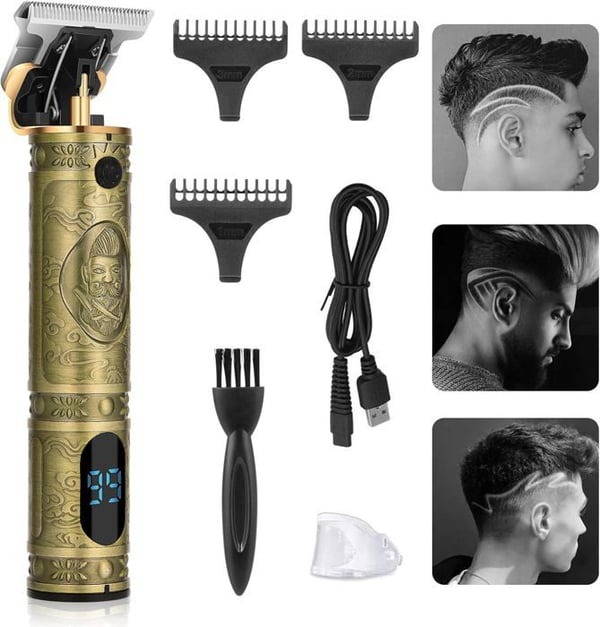 Skäggtrimmer för män, Hårtrimmer för män, Skäggtrimmer, Skäggtrimmer för hår, Snabb laddning USB, Trimmer för finish för män, LCD
